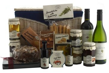 Christmas Hampers with Wine Fruit Cake Biscuits and Chocolate Christmas Hampers with Wine